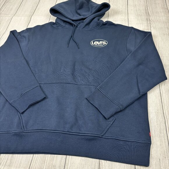 Levis Mens Navy Blue -XL Relaxed Fit Hoodie Cotton/Polyester - Picture 6 of 10